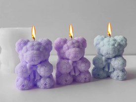 Molde silicona leoncito cubierto de flores con moño